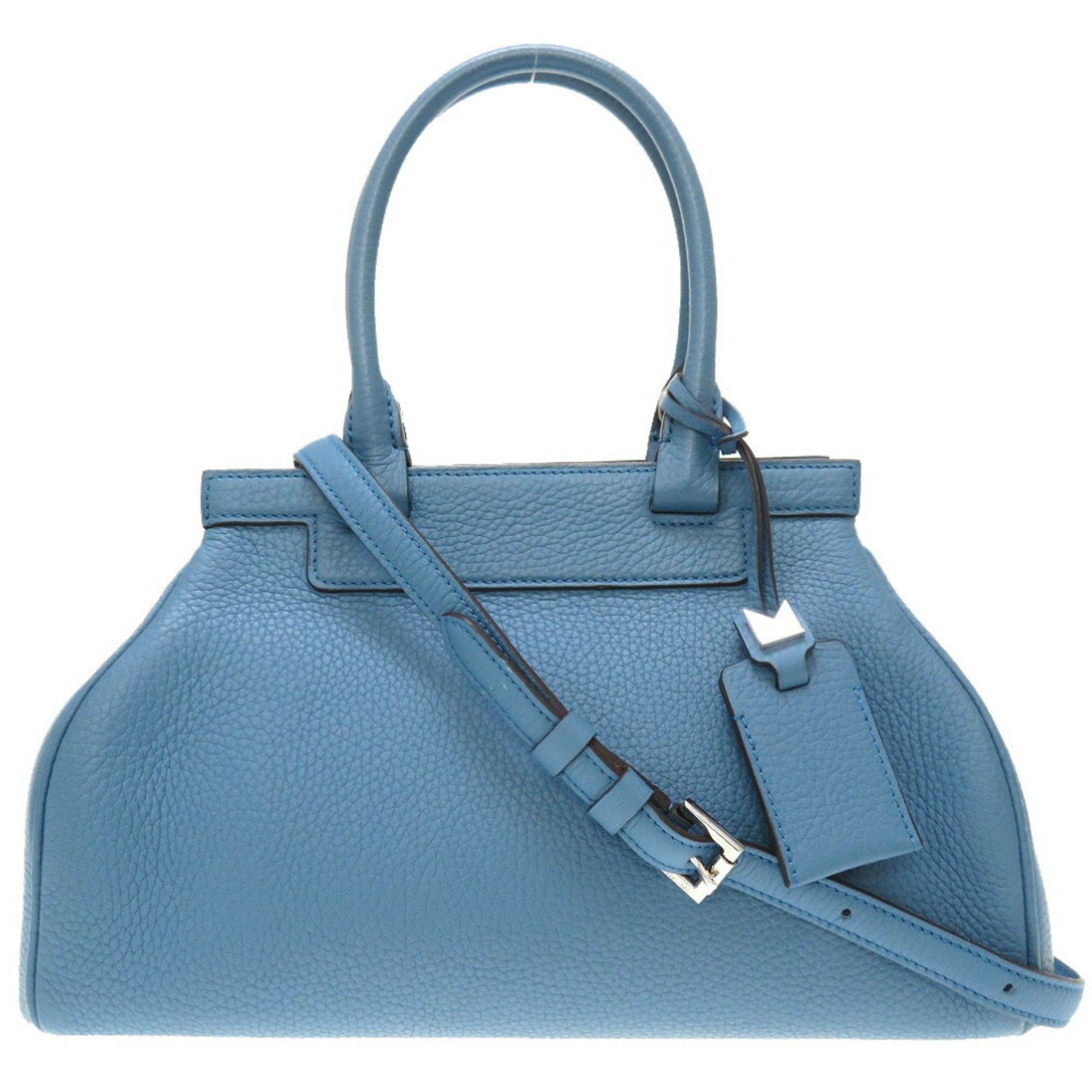 Moynat Pauline Leather Blue Handbag 0107 MOYNAT