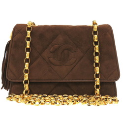 Chanel Matelasse Coco Mark Suede Brown Shoulder Bag