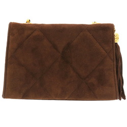 Chanel Matelasse Coco Mark Suede Brown Shoulder Bag