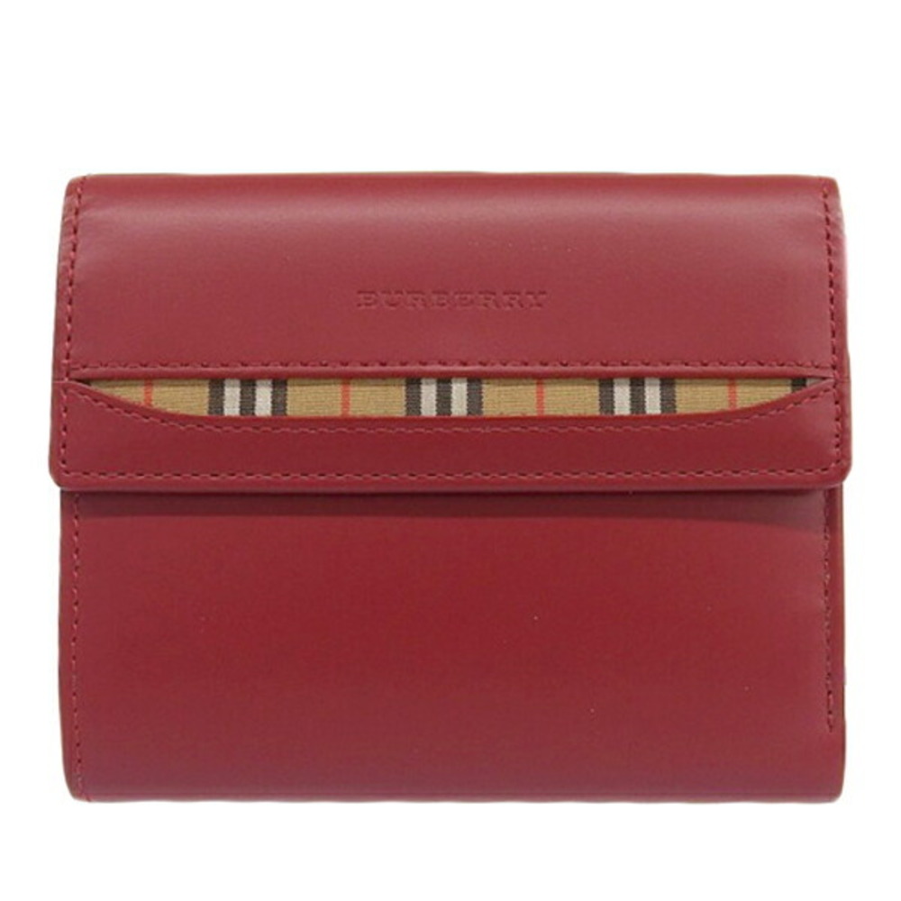 Burberry Logo Red Leather Bifold Wallet