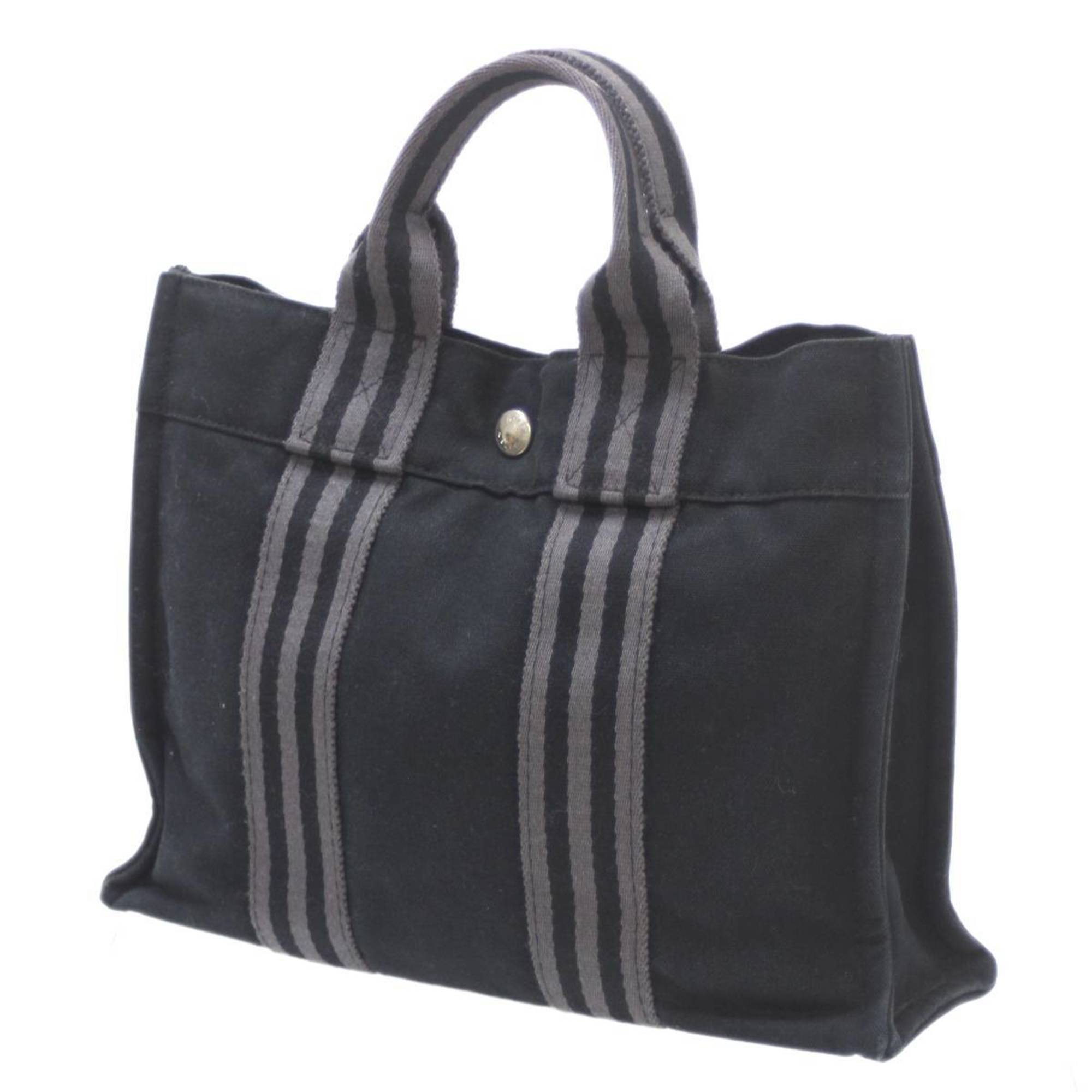 HERMES Fool toe PM tote bag cotton black x gray