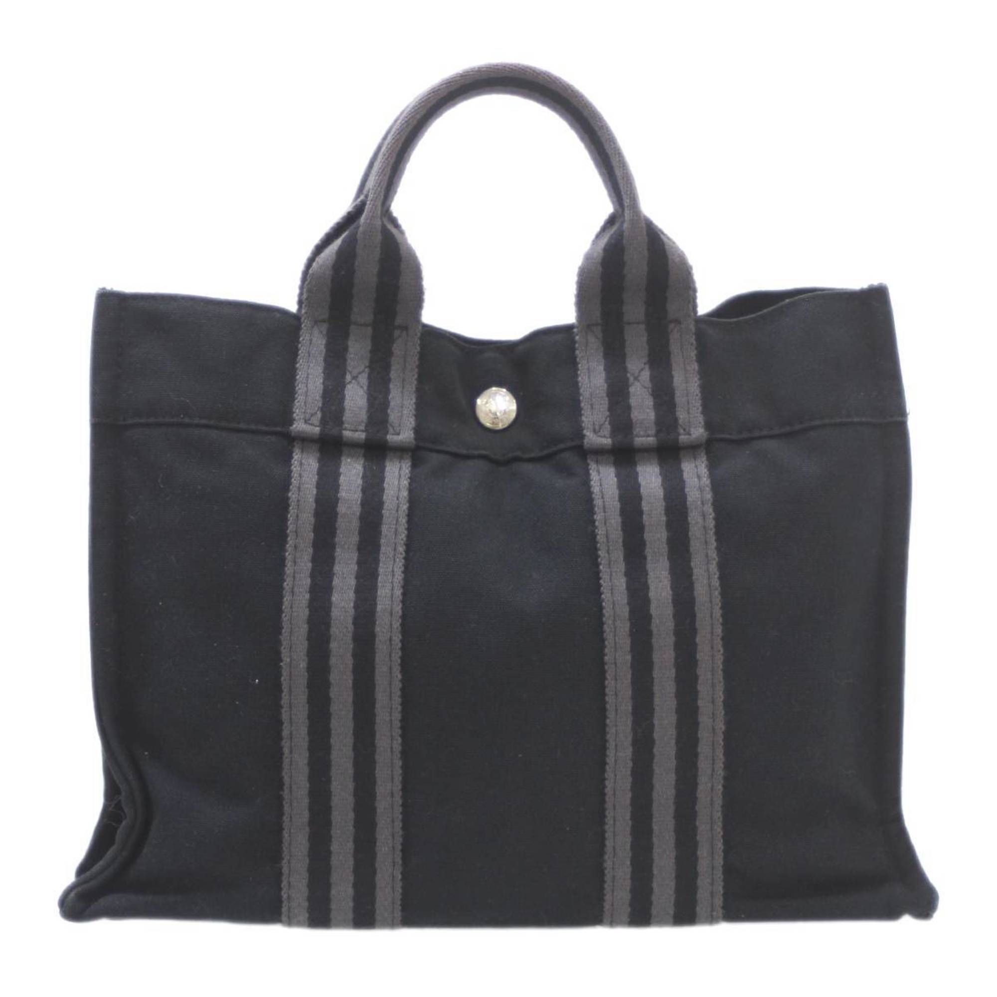 HERMES Fool toe PM tote bag cotton black x gray