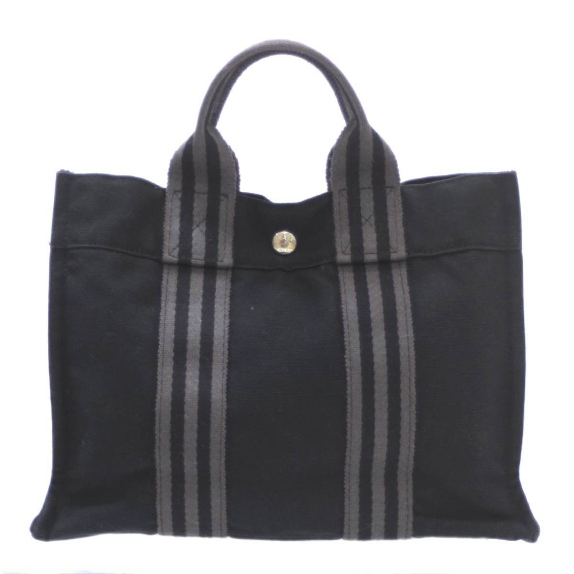 HERMES Fool toe PM tote bag cotton black x gray