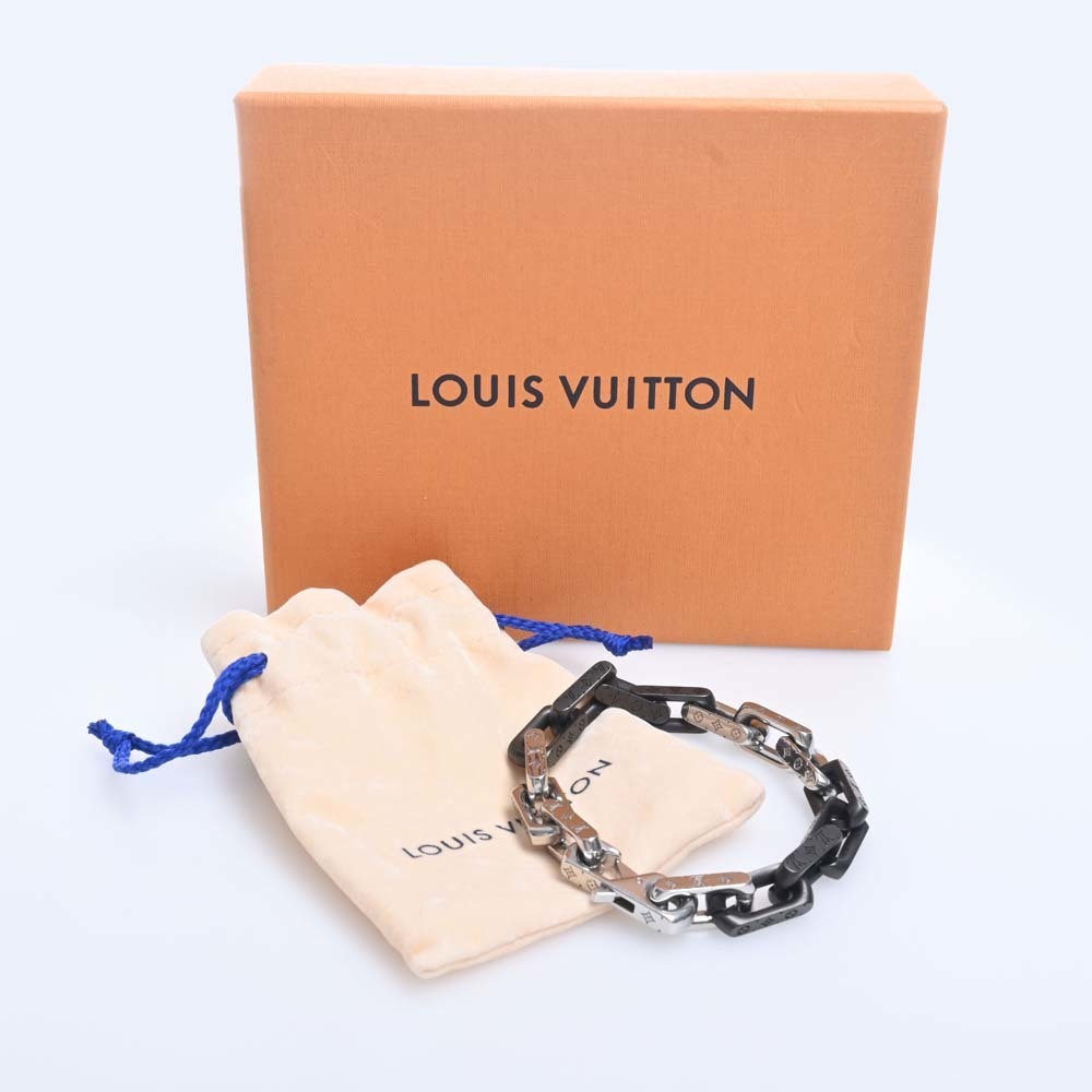 LOUIS VUITTON Monogram Chain Bracelet M00687 Black/Silver Men's