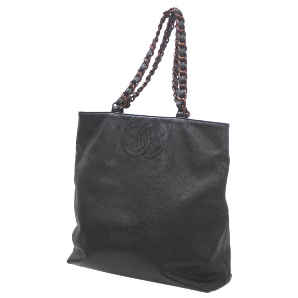 CHANEL Coco Shoulder Bag Caviar Skin Woodgrain Acrylic Chain Tote