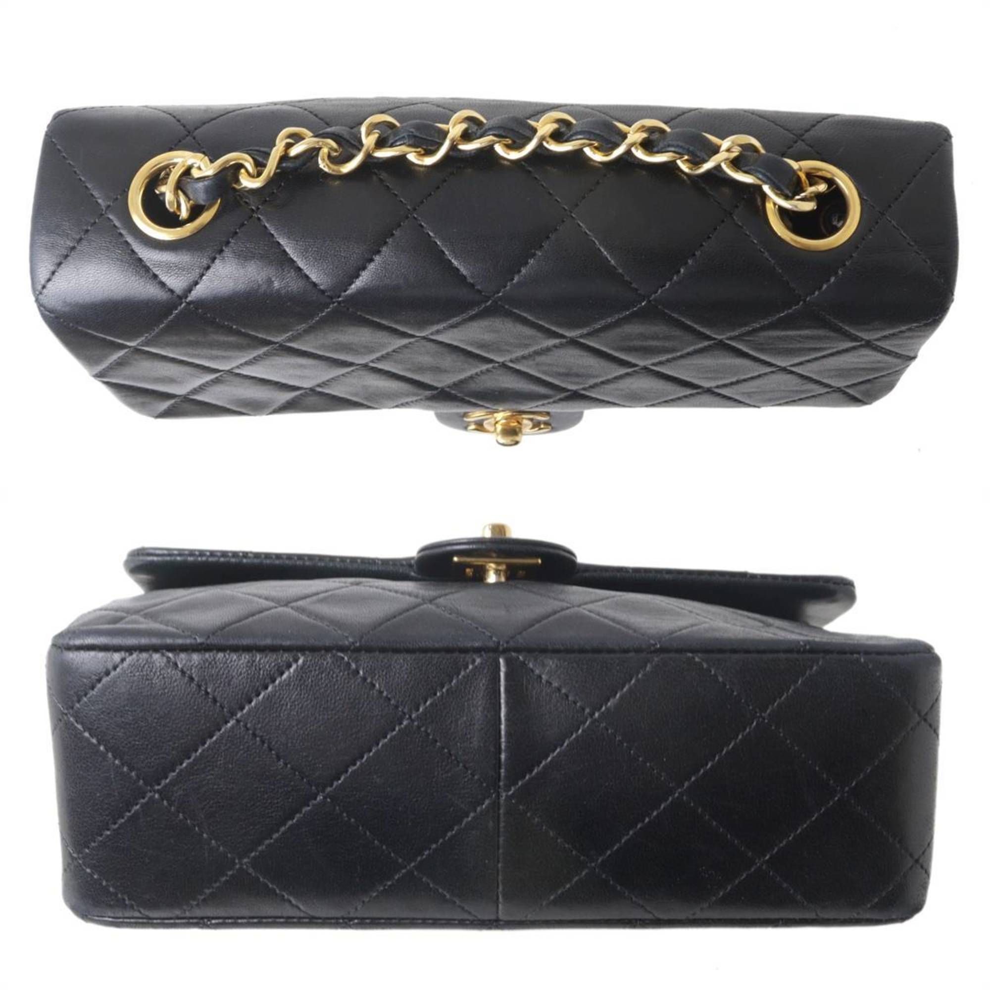 CHANEL Chanel Matelasse 20 Chain Shoulder Bag 7 Digits Circa 1990 Lambskin Black x Gold NT