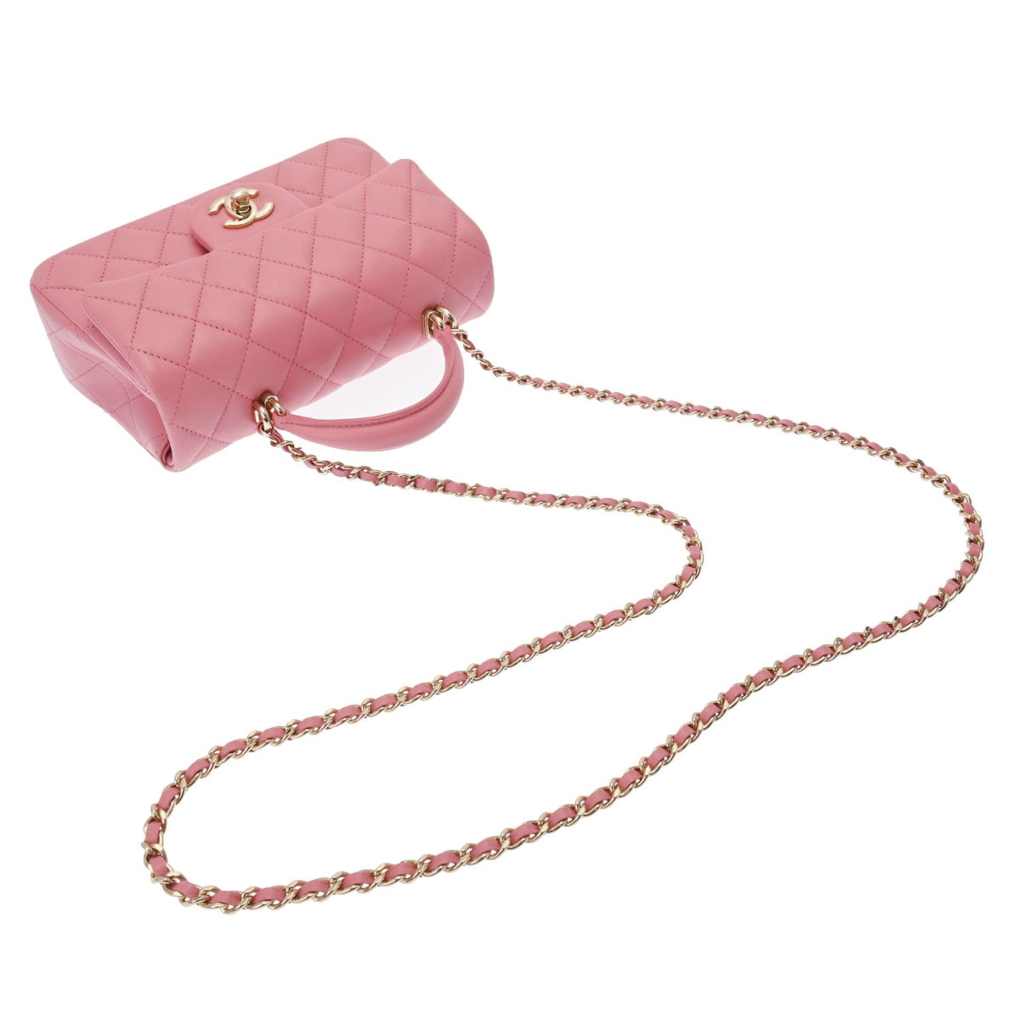 CHANEL Chain Shoulder Pink Champagne AS2431 Women's Lambskin Bag