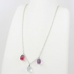 Tiffany Rainbow Drop Necklace K18WG Multicolor Amethyst Aquamarine Tourmaline