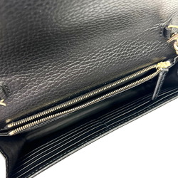 GUCCI Interlocking G Chain Shoulder Bag Long Wallet Clutch Calfskin Leather Black 615523