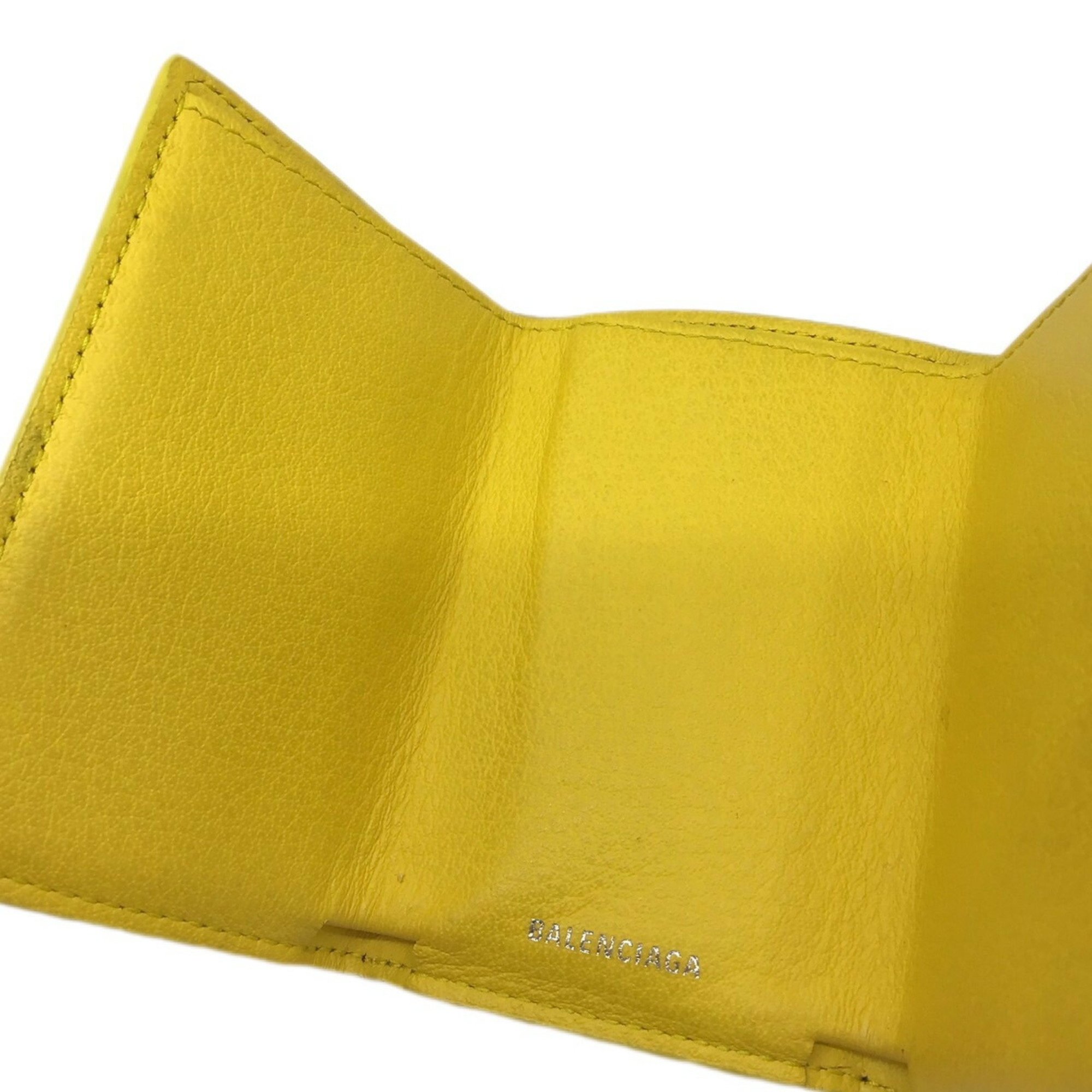 BALENCIAGA Paper 391446 Yellow 3-fold Wallet Women's Men's Unisex