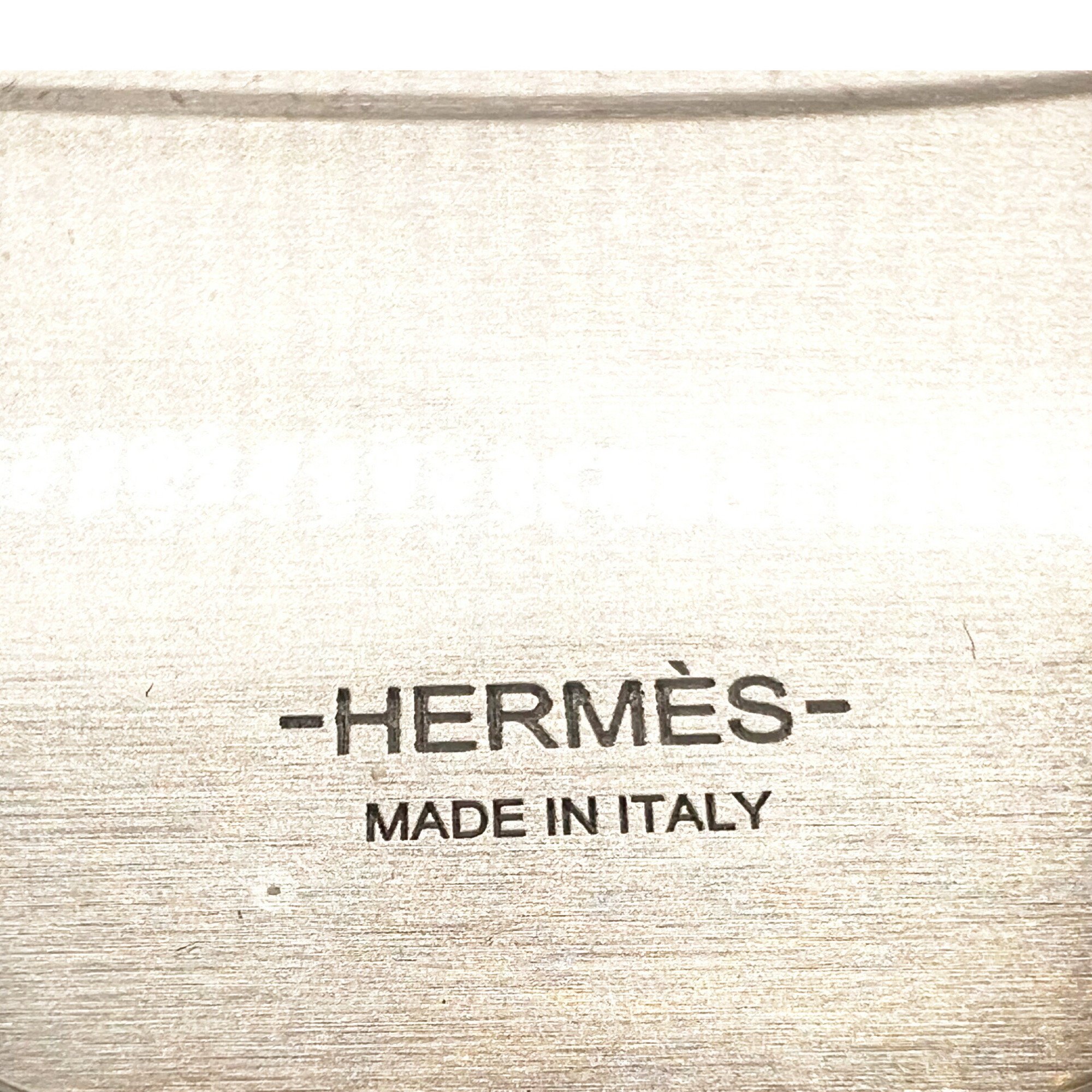 HERMES Brooch Metal Leather White Men's Women's