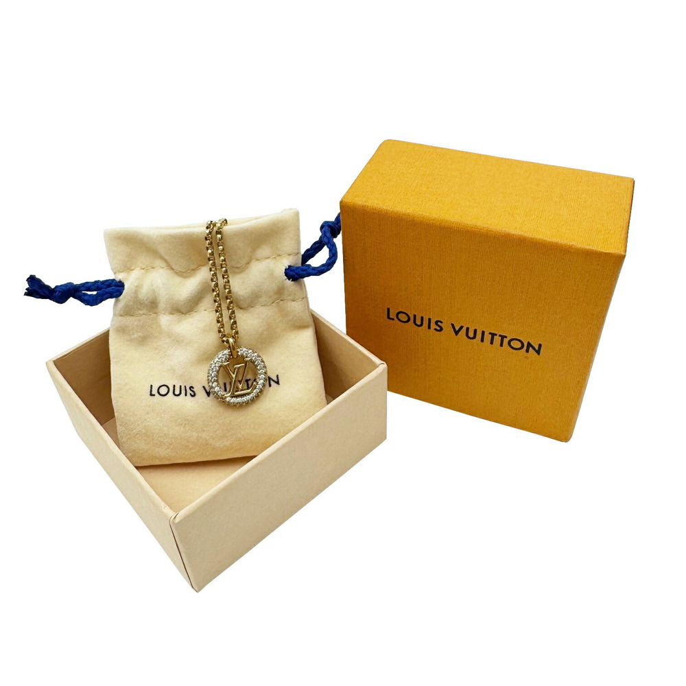 LOUIS VUITTON Necklace Louise by Night S00 Pendant M00759 SP2232 Gold Women  Men Rhinestone
