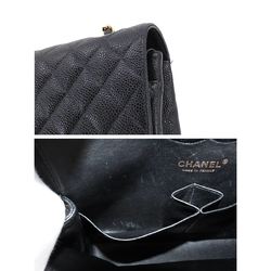 CHANEL Matelasse 25 Chain Shoulder Bag Caviar Skin Black A01112 Gold Hardware Coco Mark Vintage