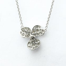 Tiffany Open Paper Flower Necklace Platinum Diamond Men,Women Fashion Pendant Necklace (Silver)