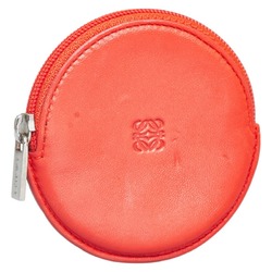 LOEWE Round Anagram Coin Case Red Leather Ladies