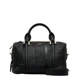 Burberry Side Belt Metal Handbag Shoulder Bag Black Grain Calf Leather Women's BURBERRY