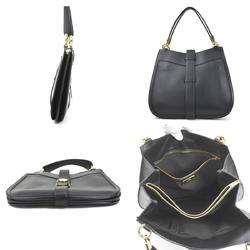 Salvatore Ferragamo Shoulder Bag Leather Black Gold Ladies