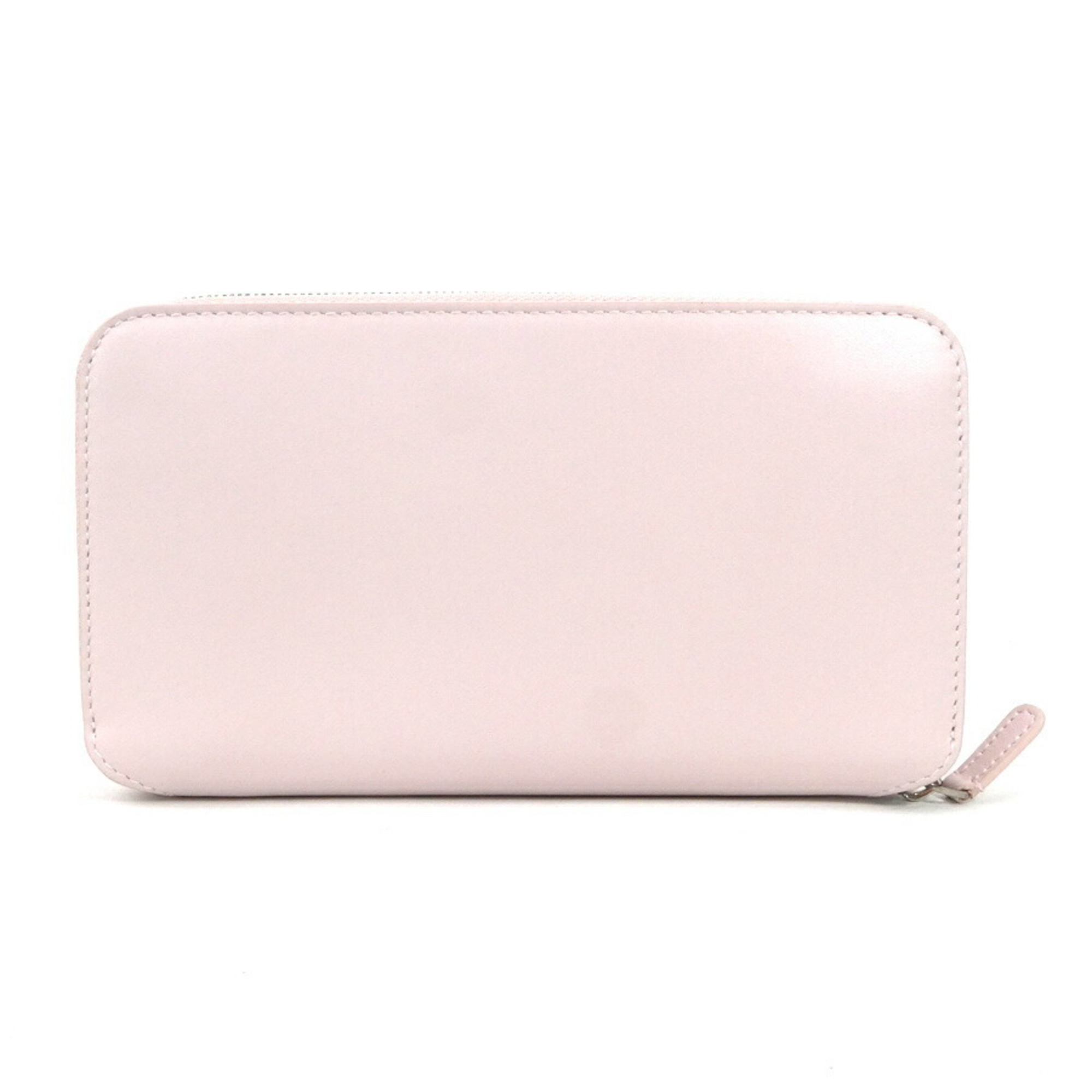 BALENCIAGA Round Zipper Long Wallet Leather Light Pink Unisex