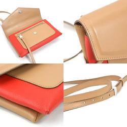 Givenchy Crossbody Shoulder Bag Leather Red x Camel Women's