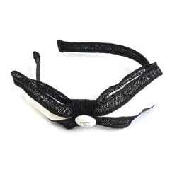 CHANEL Headband Cotton White x Black Ladies