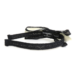 CHANEL Headband Cotton White x Black Ladies