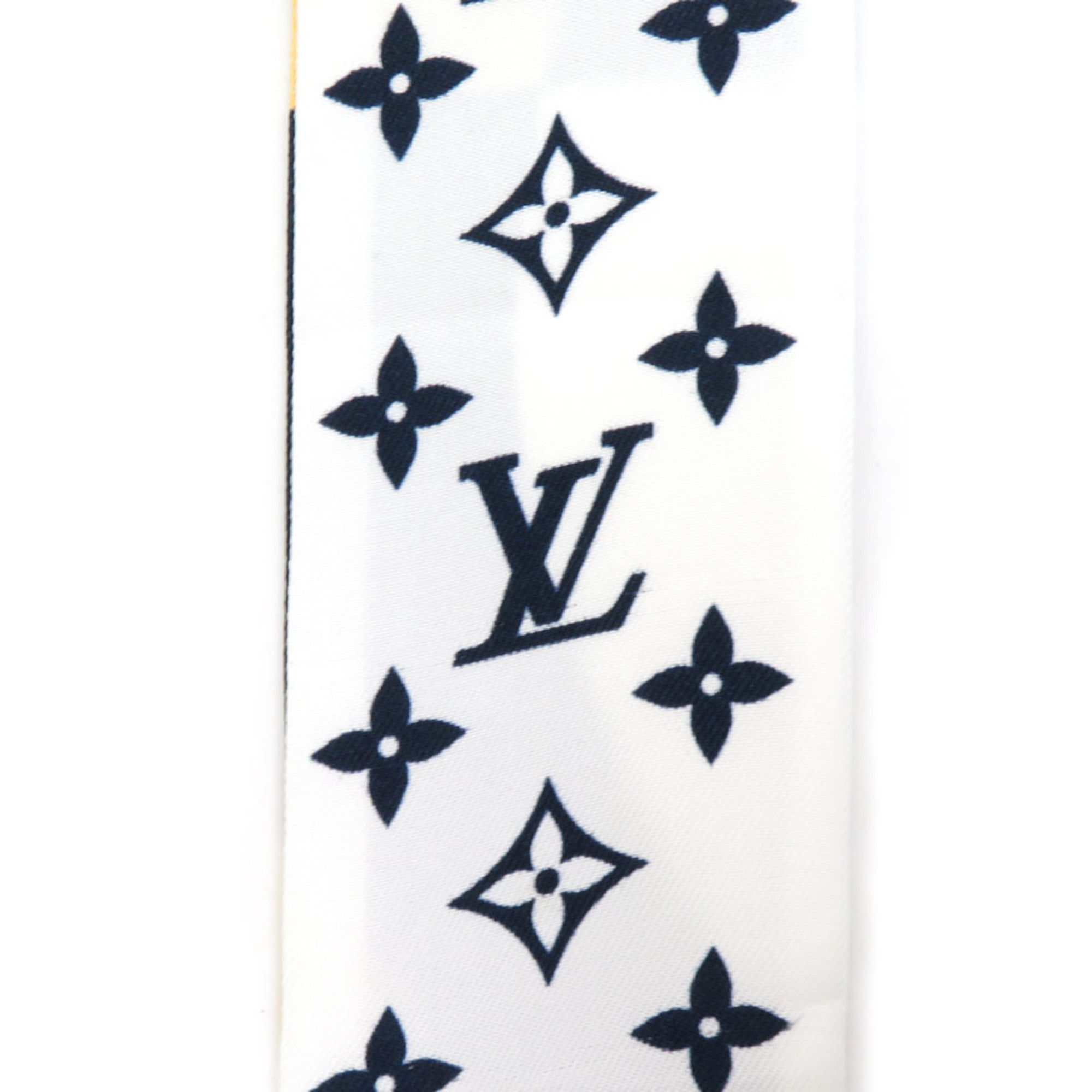 LOUIS VUITTON Scarf Muffler Bandeau BB Graphic Monogram Blason Silk White/Navy/Beige Women's MP2658