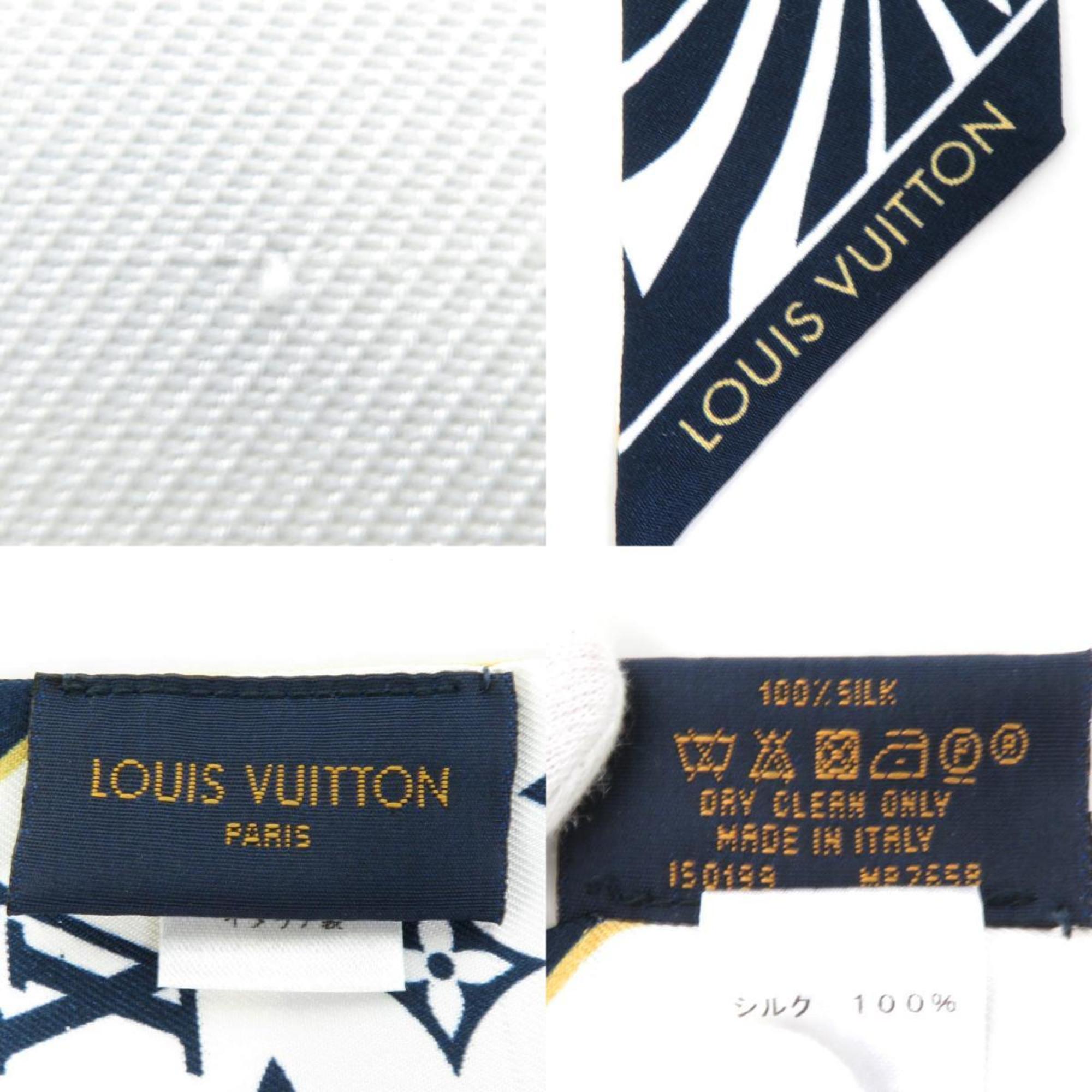 LOUIS VUITTON Scarf Muffler Bandeau BB Graphic Monogram Blason Silk White/Navy/Beige Women's MP2658