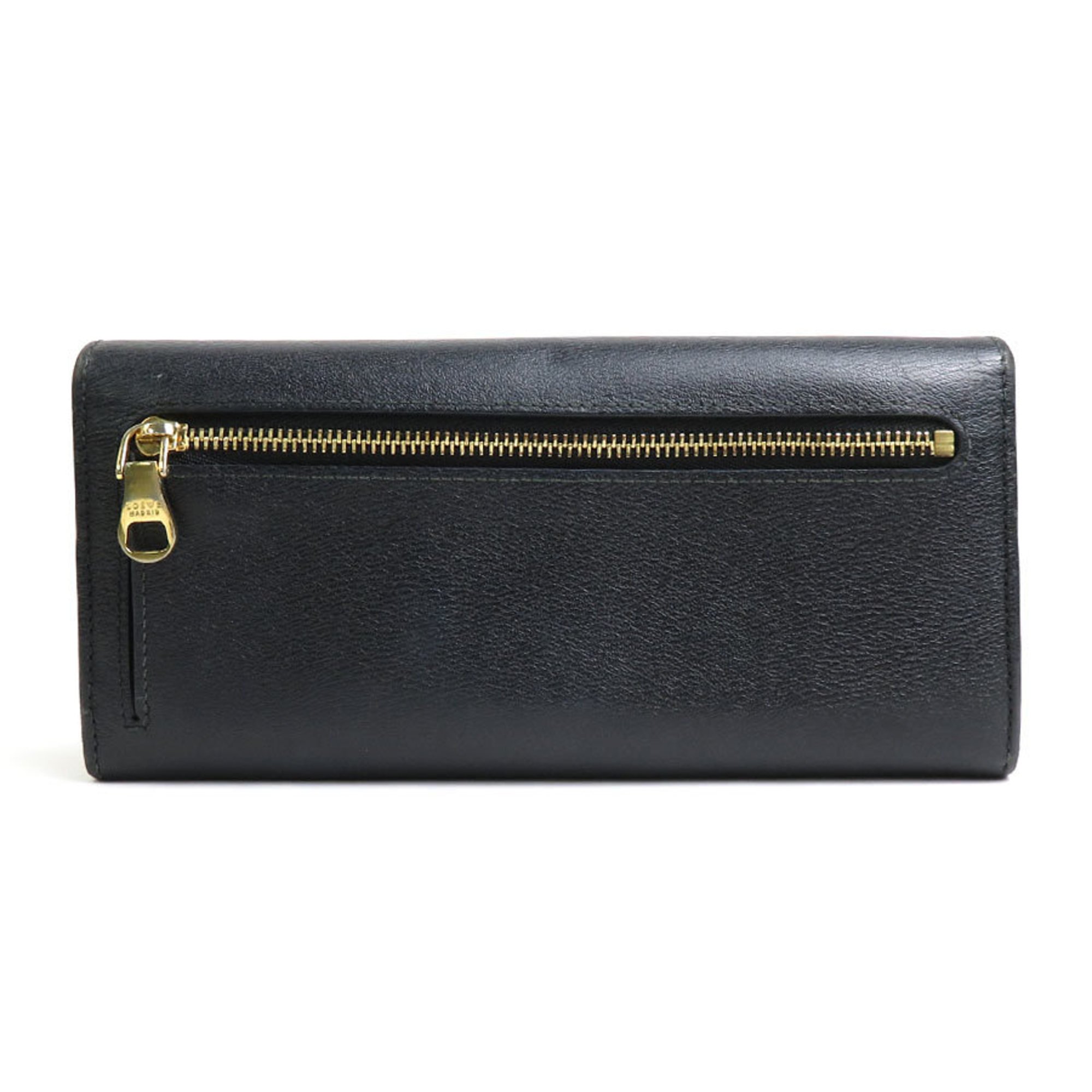 LOEWE bifold long wallet anagram leather black gold ladies