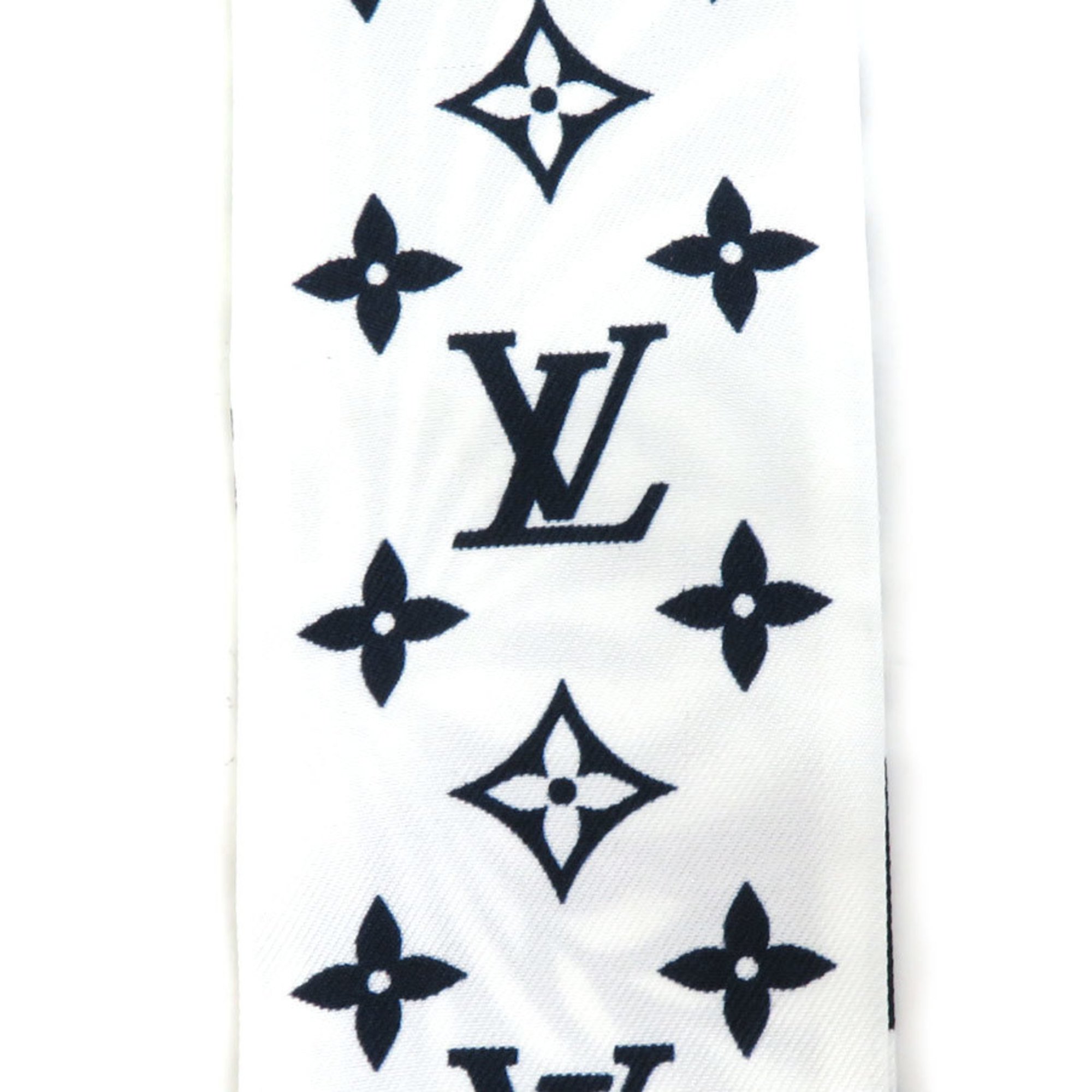 LOUIS VUITTON Scarf Muffler Bandeau BB Graphic Monogram Blason Silk White/Navy/Beige Women's MP2658