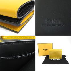 FENDI Trifold Wallet FF Logo Leather Yellow Ladies 7M0280-AGLP