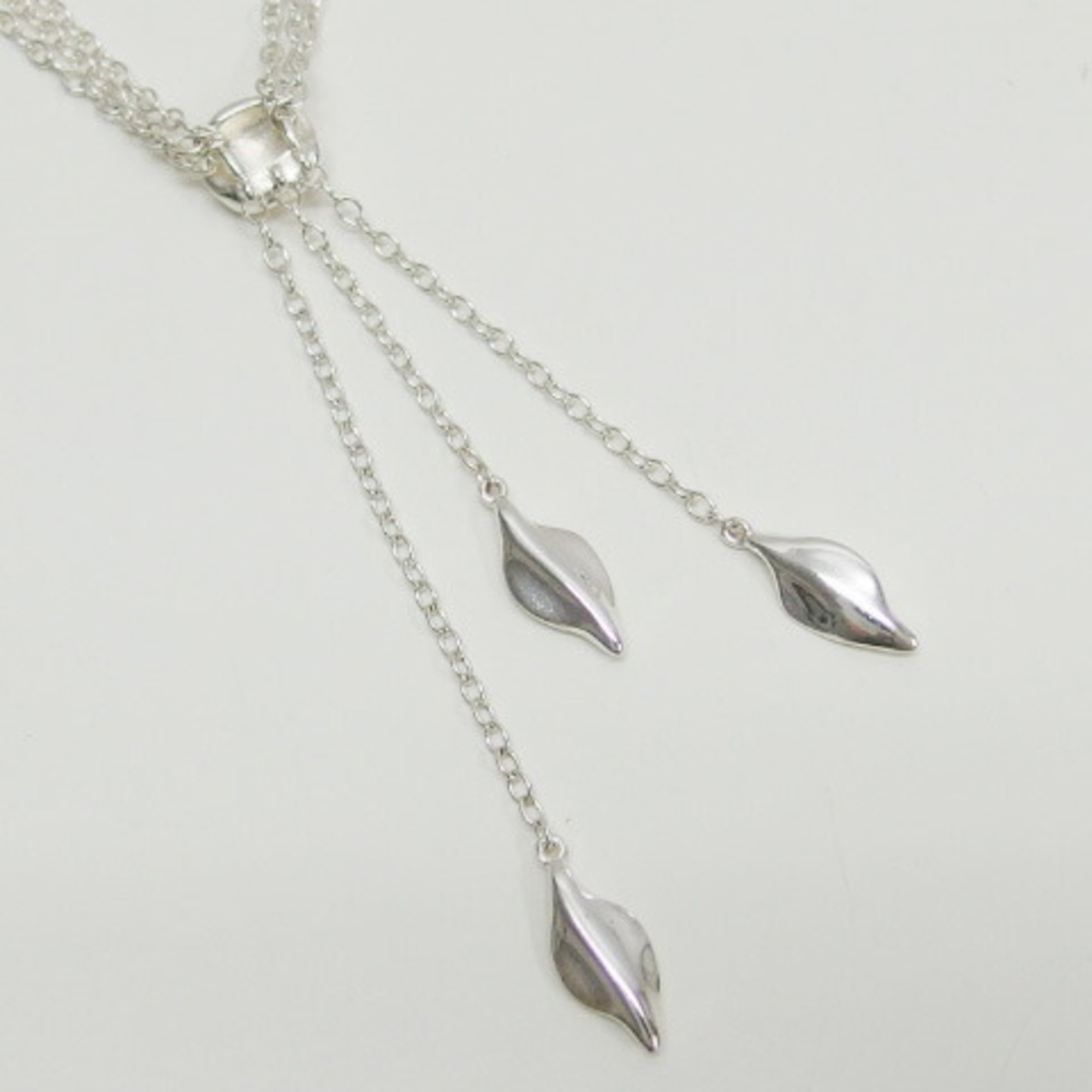 Tiffany Swing Leaf Motif 3 Row Silver Necklace