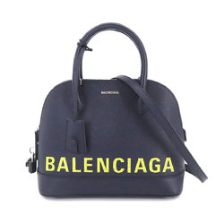 Balenciaga BALENCIAGA Ville Top Handle S 2way Hand Shoulder Bag Leather Navy Yellow