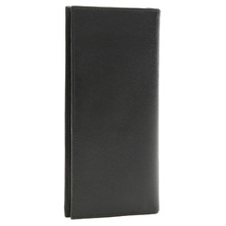 Prada Saffiano Bifold Zipper Long Wallet Leather Black 2M0836