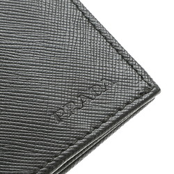 Prada Saffiano Bifold Zipper Long Wallet Leather Black 2M0836
