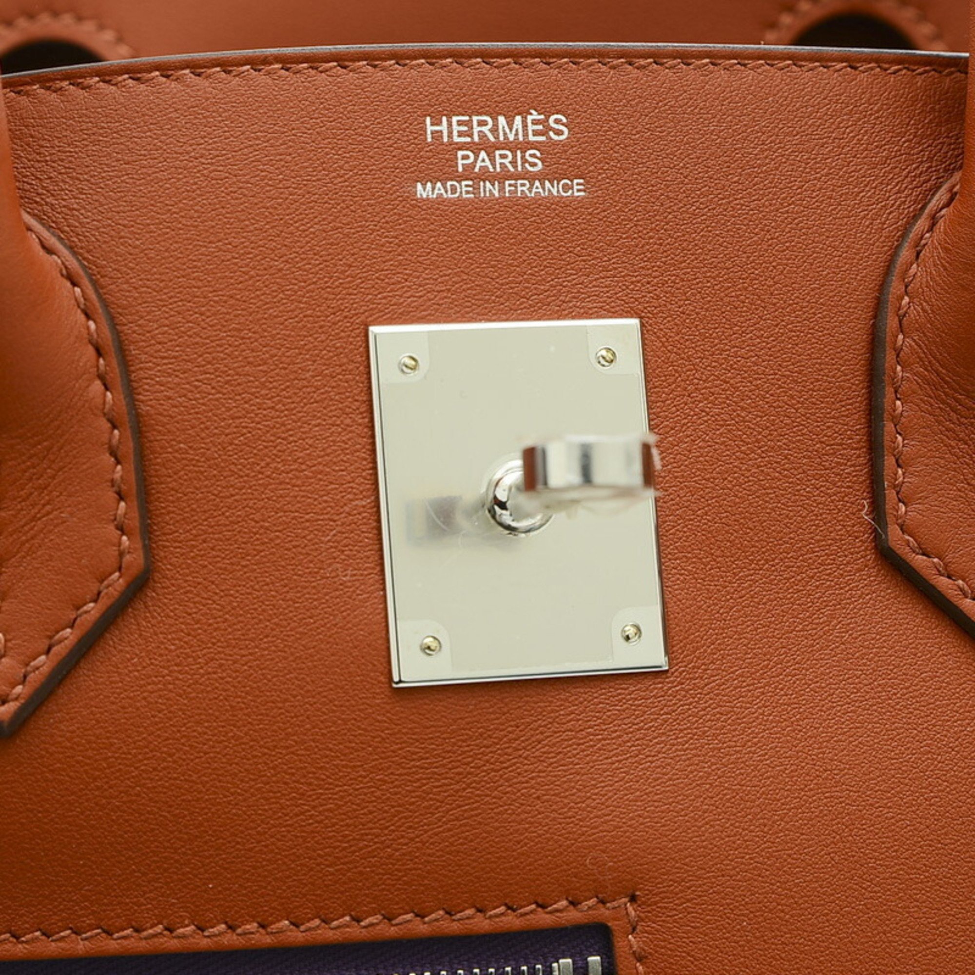Hermes Birkin 30 Handbag Colormatic Swift Brick/Nata/Brum Silver Hardware B Stamped