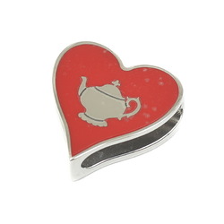 Hermes Scarf Ring Tea Time Heart Red/Silver