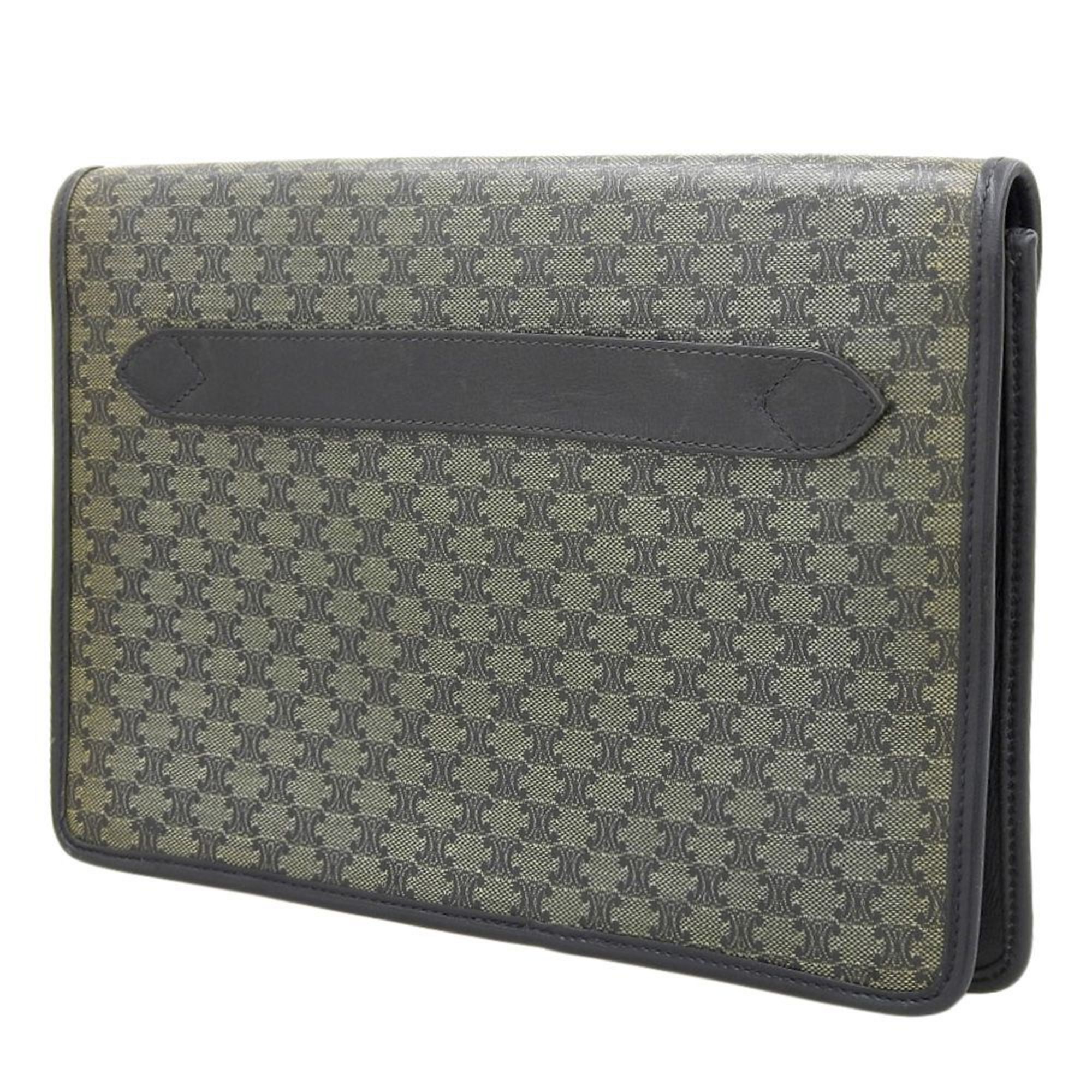 Celine Macadam Triomphe Clutch Bag Gray Black