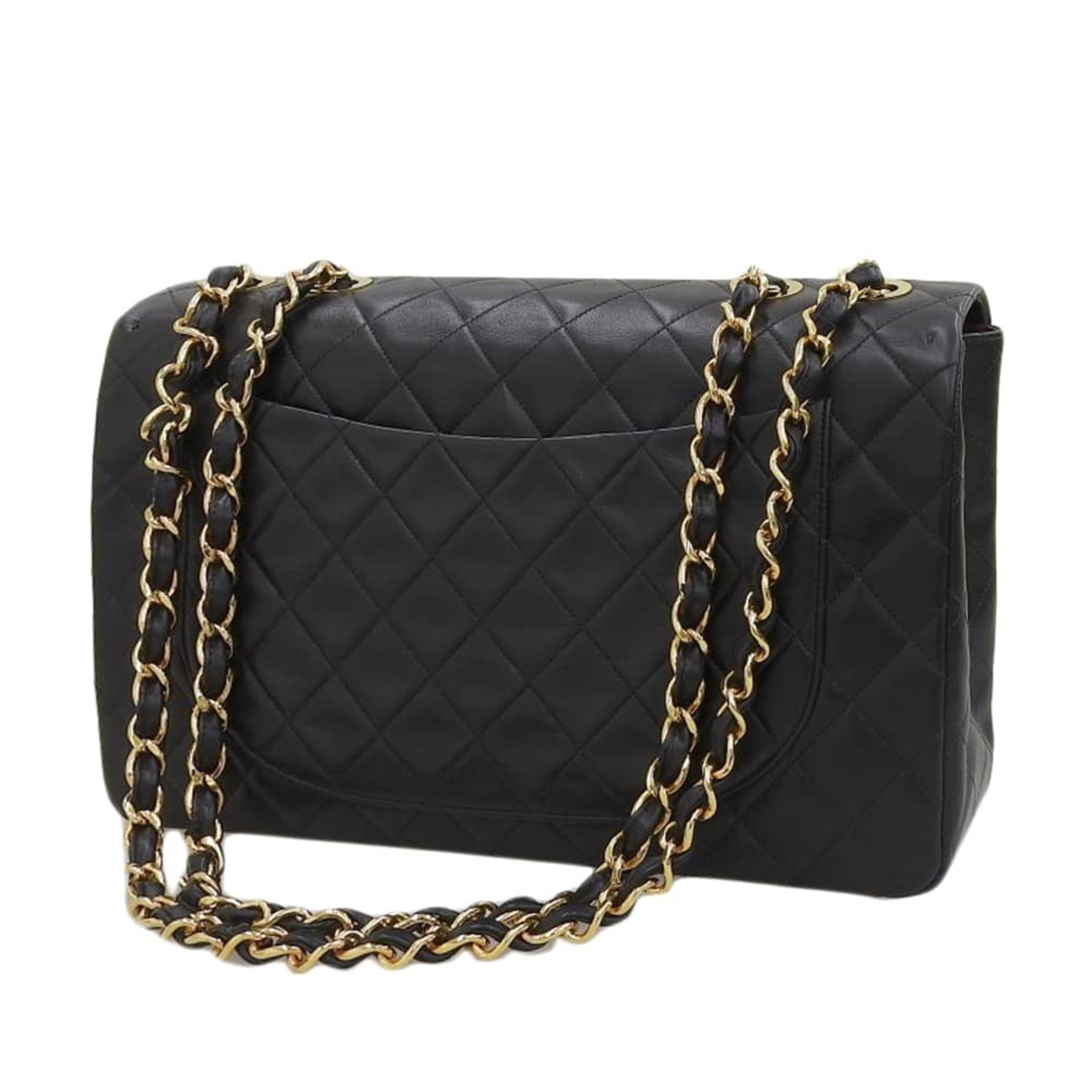 CHANEL Deca Matelasse 34 Coco Mark Chain Shoulder Bag Black A01094