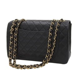 CHANEL Deca Matelasse 34 Coco Mark Chain Shoulder Bag Black A01094