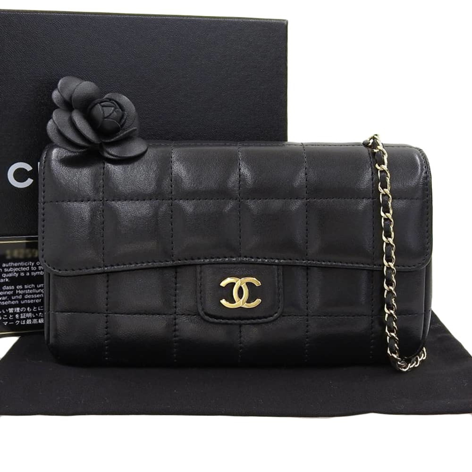 CHANEL Chocolate Bar Coco Mark Matelasse Camellia Shoulder No. 14 A16780