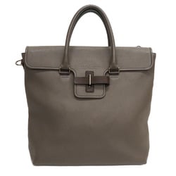 Salvatore Ferragamo Leather Large Tote Bag Greige Belt Flap Women's