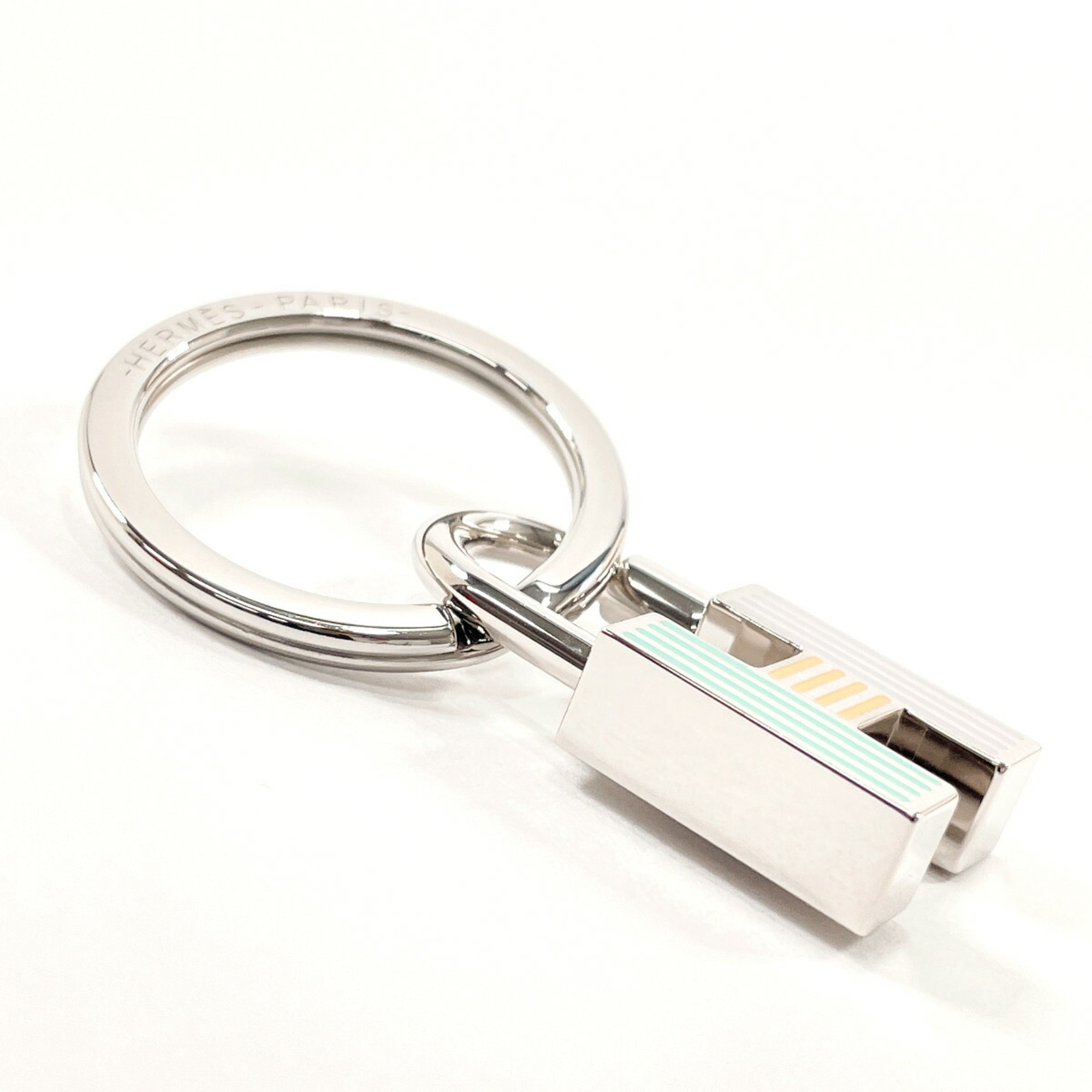 Hermes Quiz Rainbow Cadena Keychain Metal HERMES Unisex Silver
