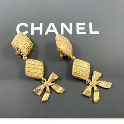 Chanel Matelasse Ribbon Earrings Metal CHANEL Women's Gold