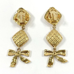Chanel Matelasse Ribbon Earrings Metal CHANEL Women's Gold