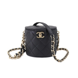 CHANEL Matelasse Mini Vanity Chain Shoulder Bag Leather Black AS1355