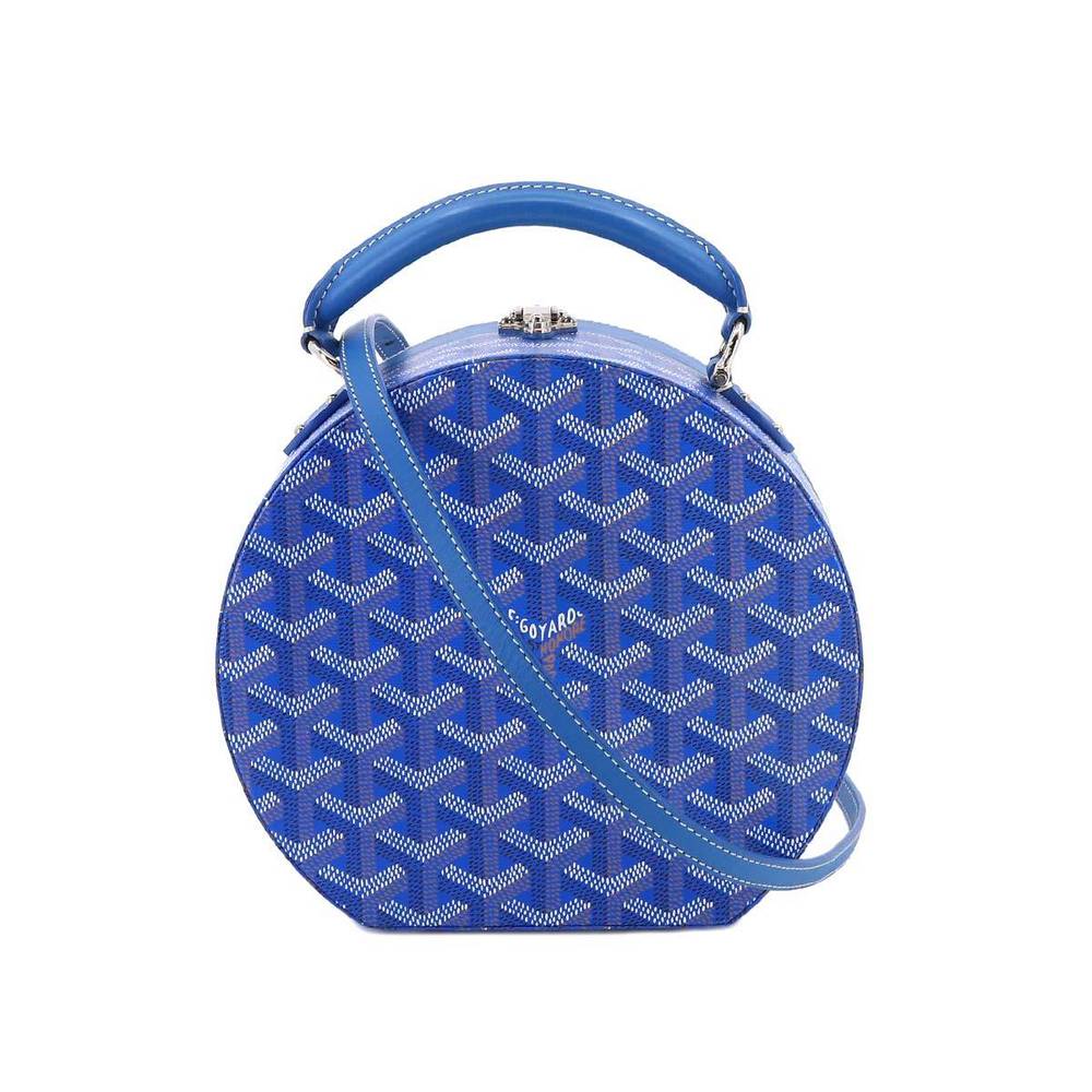 GOYARD Hatbox Alto Trunk 2way Hand Shoulder Bag Leather PVC Blue  Herringbone | eLADY Globazone