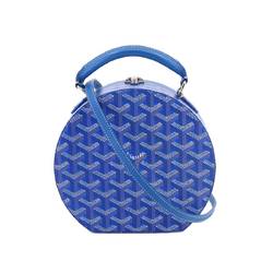 GOYARD Hatbox Alto Trunk 2way Hand Shoulder Bag Leather PVC Blue Herringbone