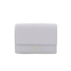 Celine CELINE Folded Compact Wallet Trifold Leather Light Gray 10E603