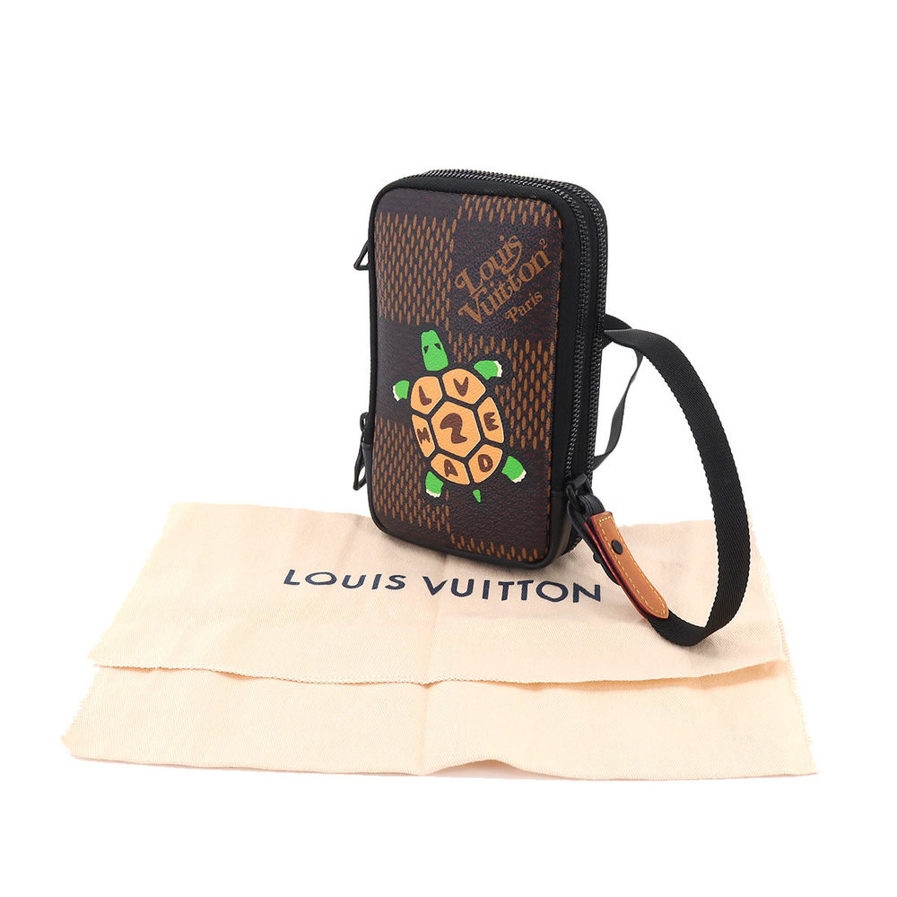 Louis Vuitton Shoulder Bag Damier Ebene Giant Double Phone Pouch N40377  Turtle
