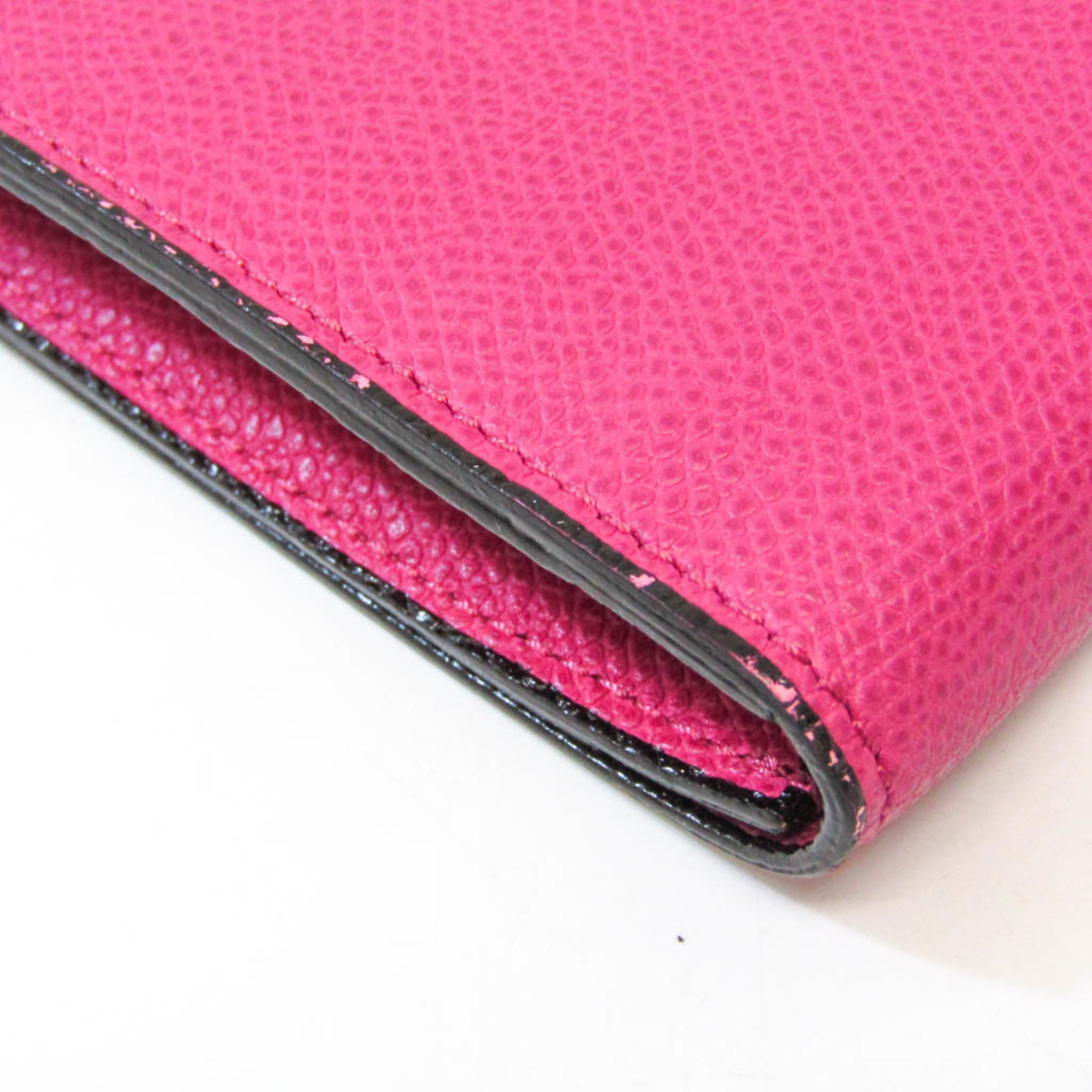 Valextra V9L18 Women's Leather Long Wallet (bi-fold) Pink